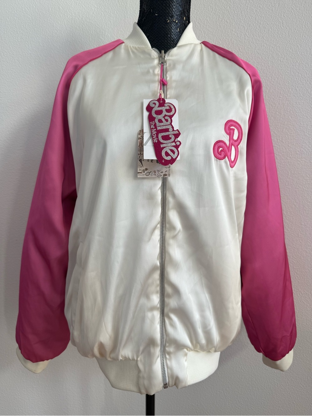 Zara X Barbie The Movie Reversible Satin Effect Bomber Jacket Size Small NWT - Picture 5 of 8